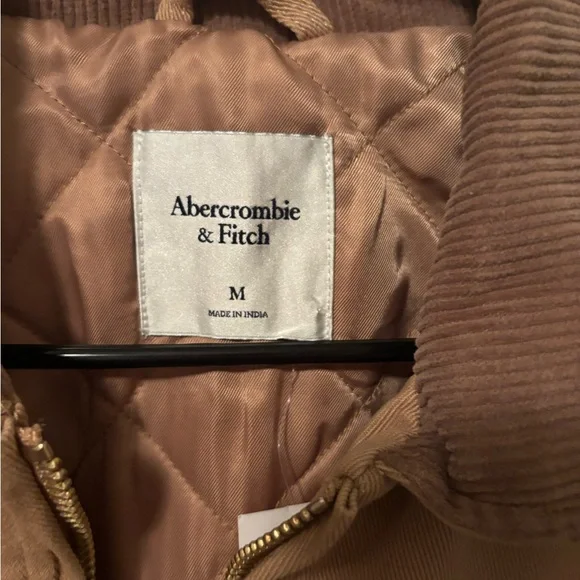 Abercrombie & Fitch Women's Tan Utility Jacket with Corduroy Collar - Picture 2 of 2